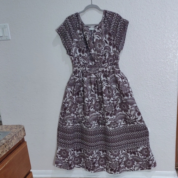 Rachel Zoe Floral Patterned Dress in Brown and White, Size L. - Picture 6 of 17